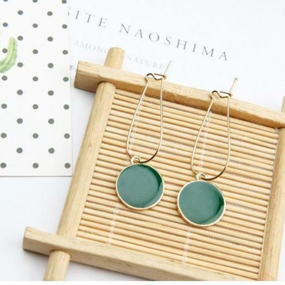 Green circle earrings Clearance